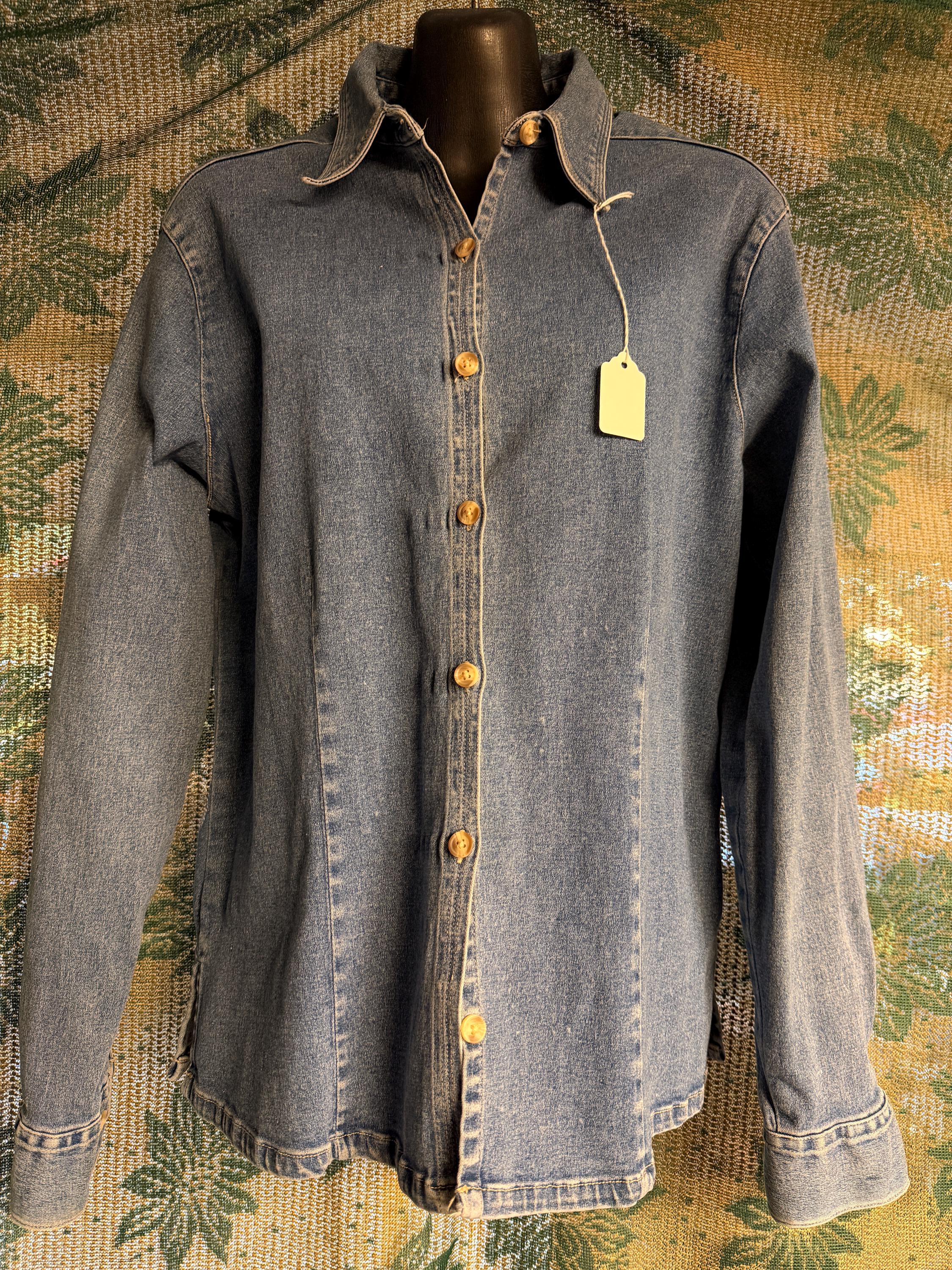 Billblass Vintage Denim Button Front Shirt (Size M)