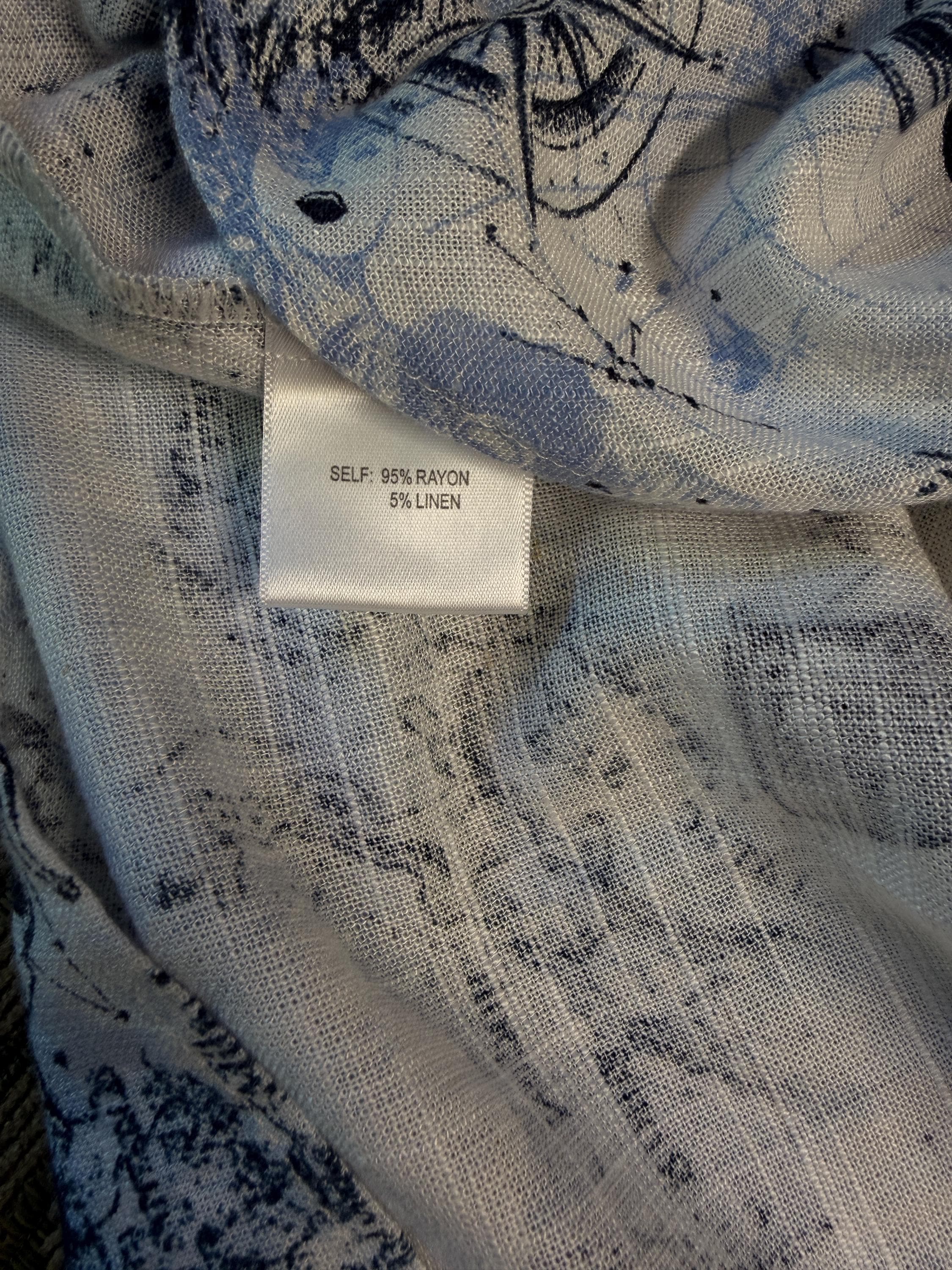 Celestial Map Print Linen Blend Button Front Blouse
