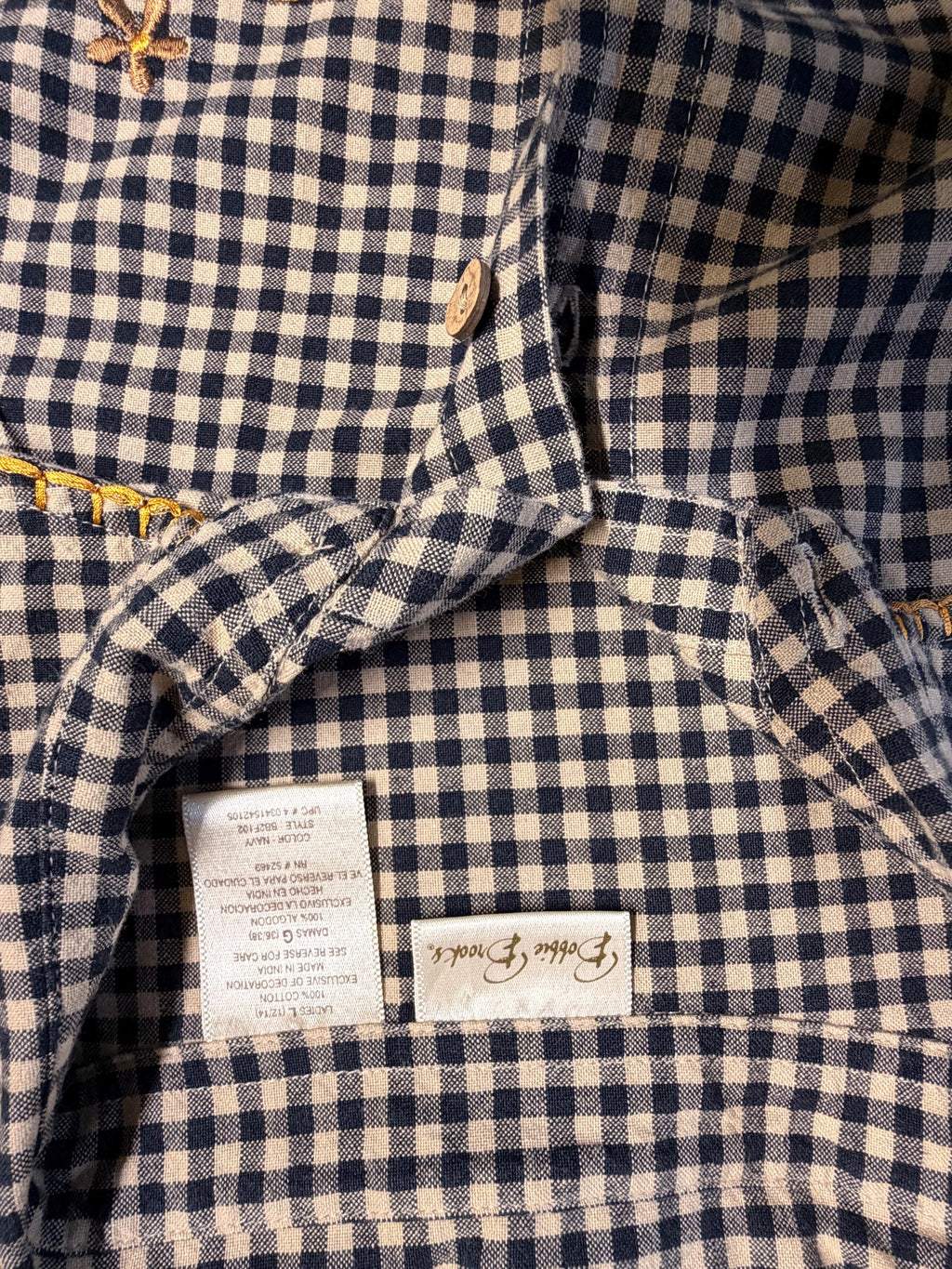 Bobbie Brooks Gingham Shirt | Embroidered Floral Cotton Blouse (Size 5)