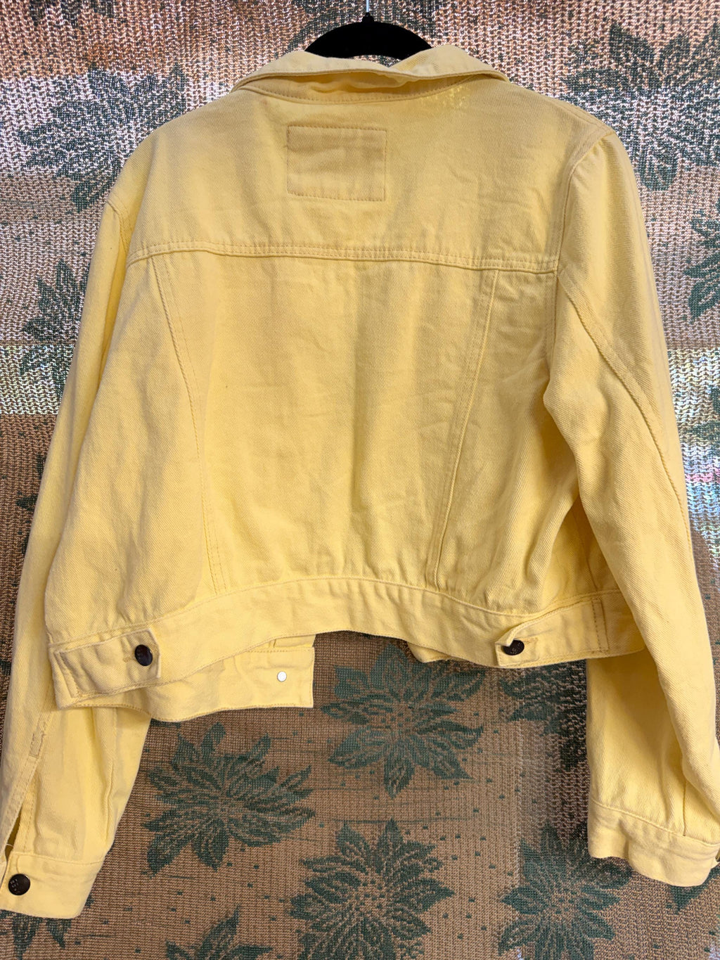 Between Us Yellow Denim Jacket Womens 1X Cropped Jean Jacket Spring Layering Piece