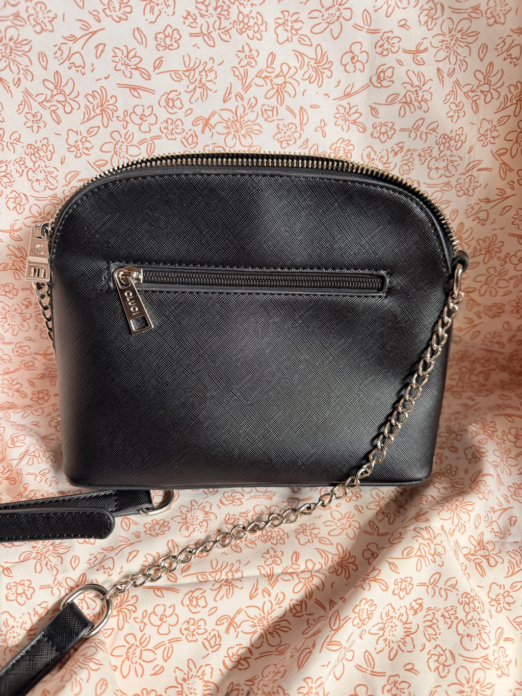CLUCI Black Crossbody Purse Silver Chain Strap Vegan Leather Handbag