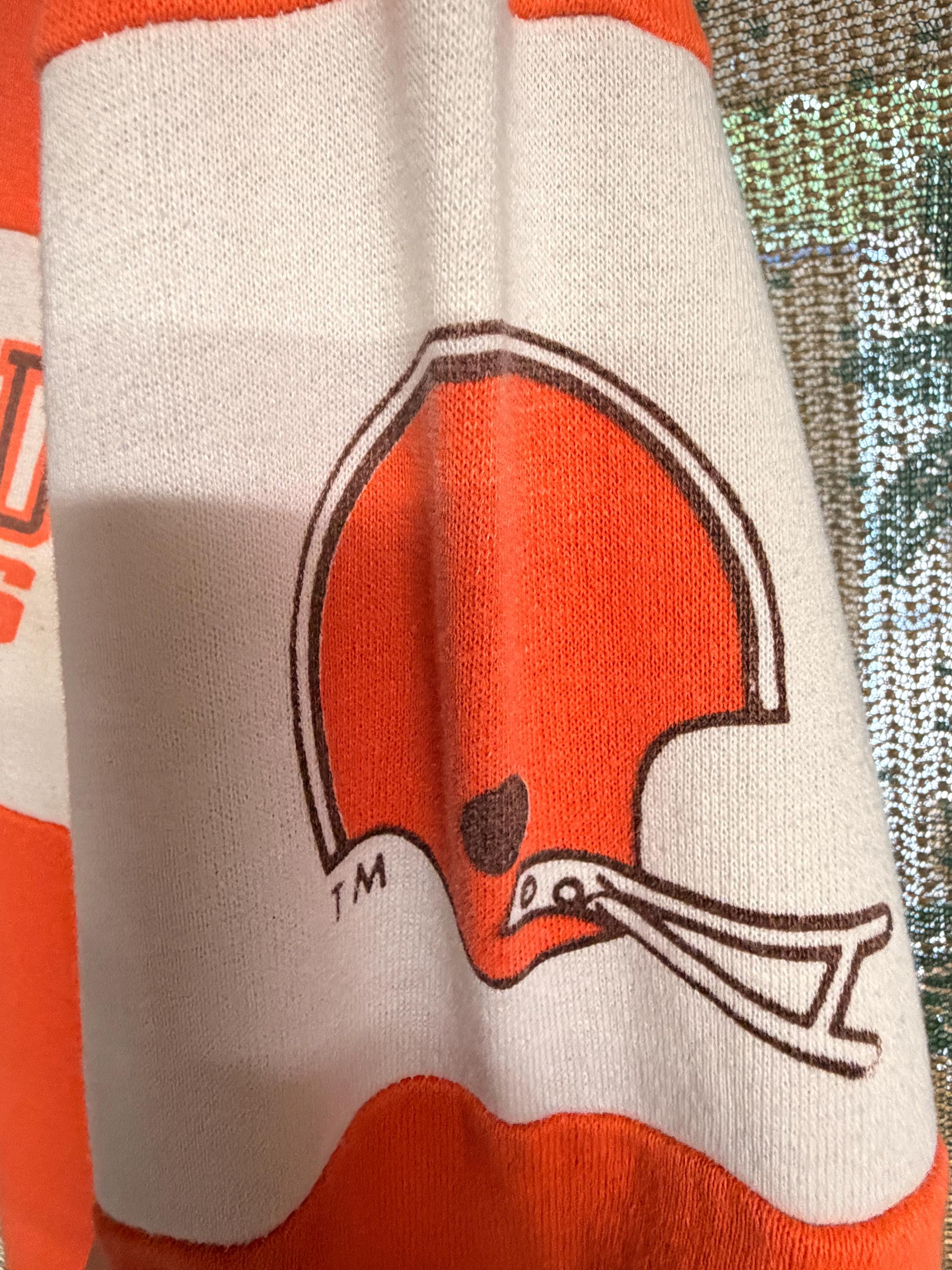 Cleveland Browns Orange Color Block Sweatshirt | NFL Football Fan Crewneck | Women's Browns Pullover