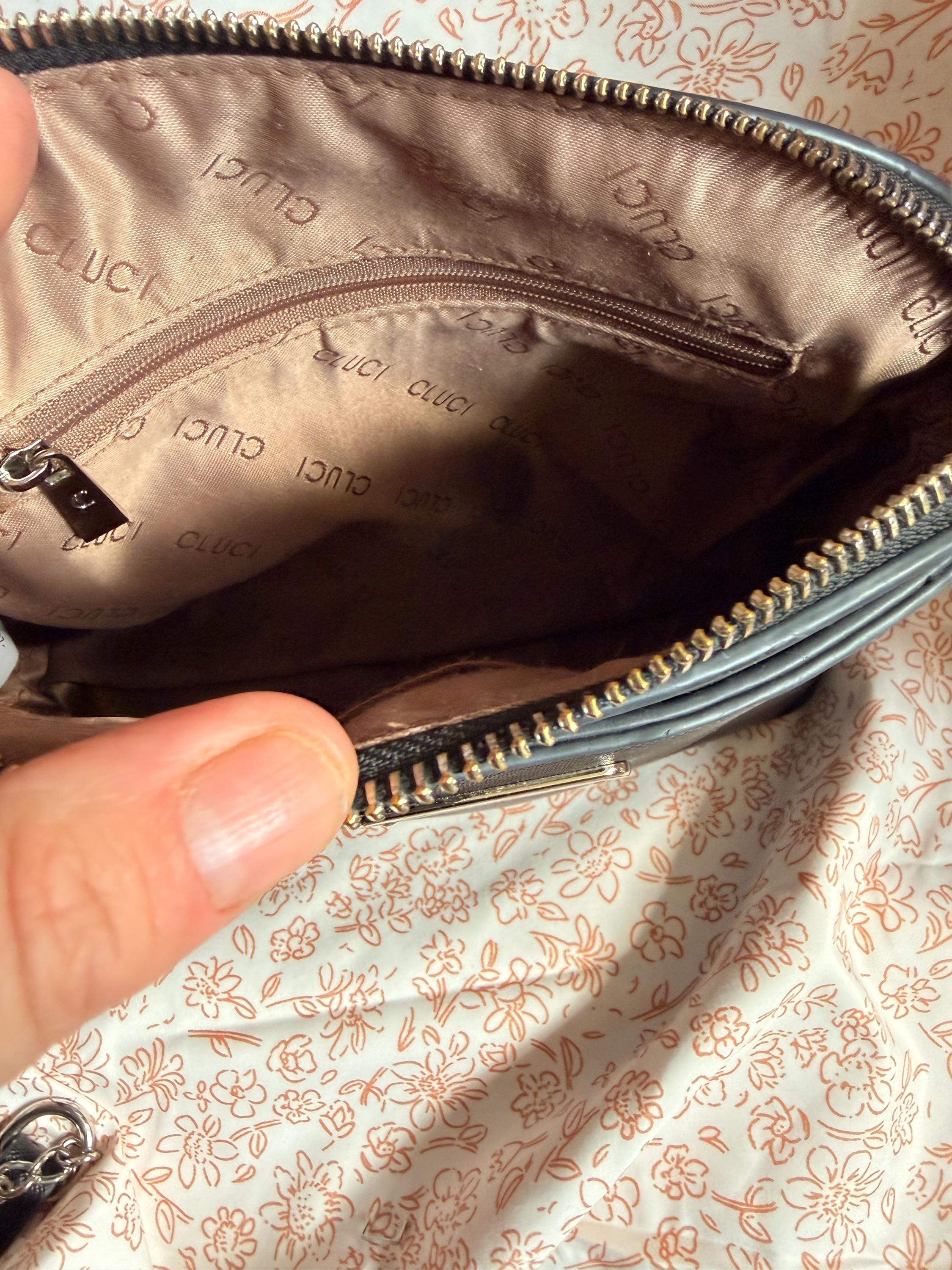CLUCI Black Crossbody Purse Silver Chain Strap Vegan Leather Handbag